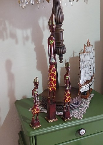 Renkli Afrika Temalı Ahşap Figürin Seti - Görsel 2