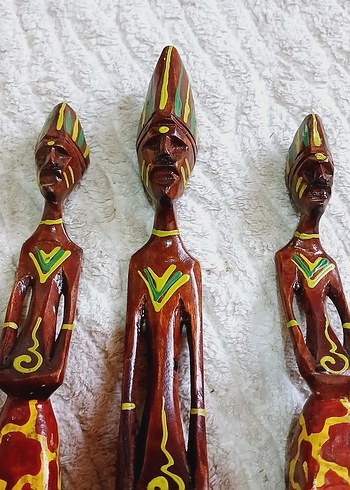 Renkli Afrika Temalı Ahşap Figürin Seti - Görsel 4