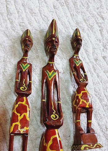 Renkli Afrika Temalı Ahşap Figürin Seti - Görsel 6