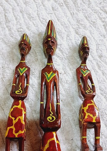 Renkli Afrika Temalı Ahşap Figürin Seti - Görsel 7