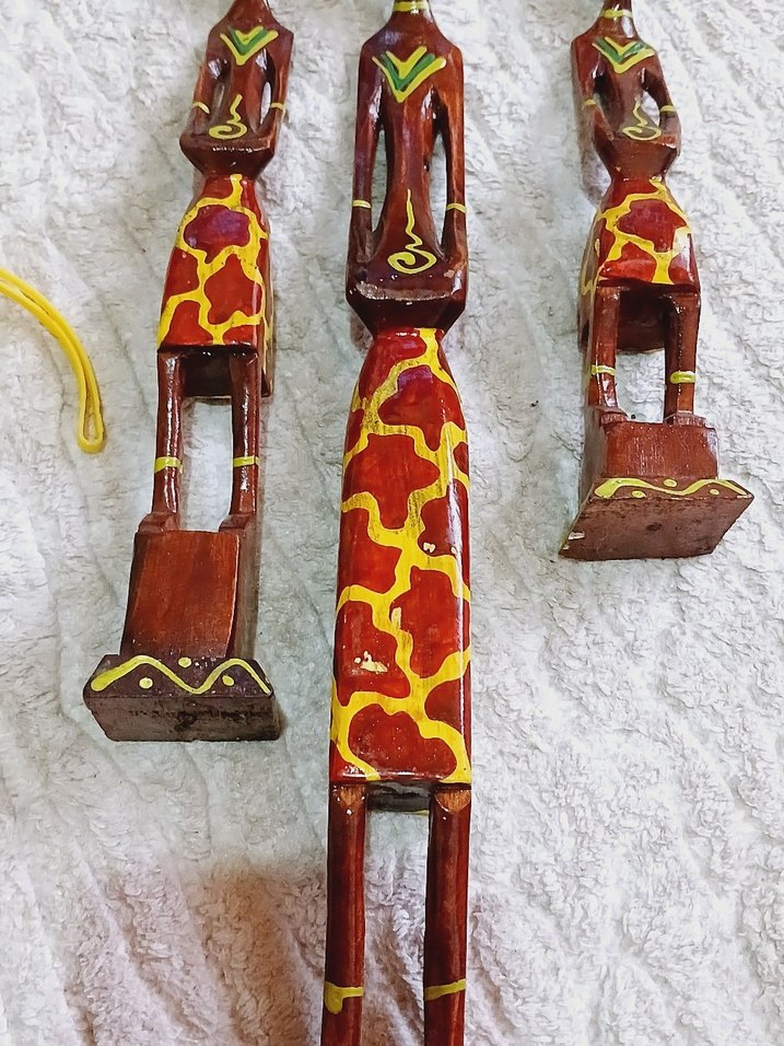 Renkli Afrika Temalı Ahşap Figürin Seti - Görsel 3
