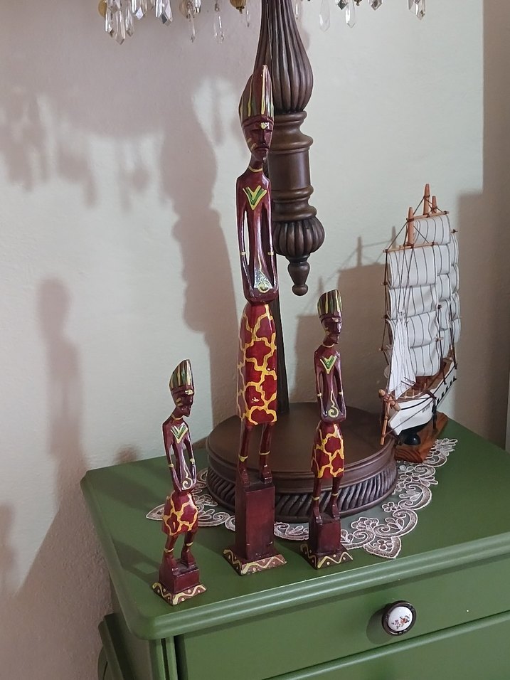 Renkli Afrika Temalı Ahşap Figürin Seti - Görsel 2