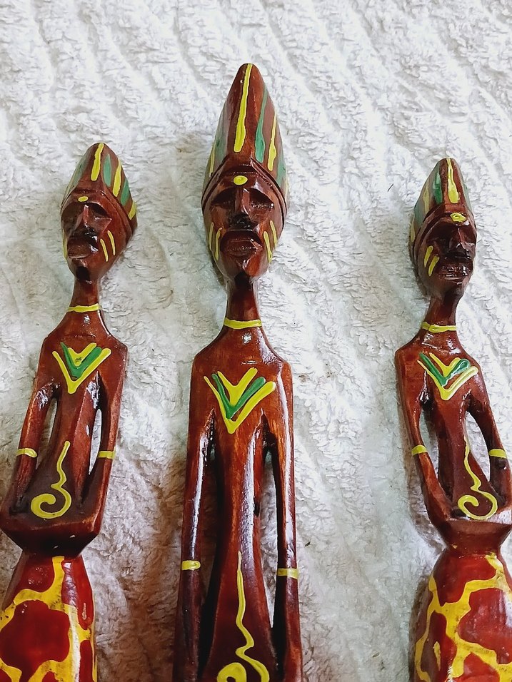 Renkli Afrika Temalı Ahşap Figürin Seti - Görsel 4