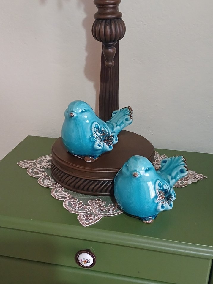 Turkuaz Renkli Renkli Seramik Kuş Biblosu - Görsel 3