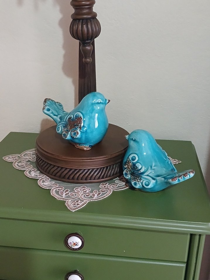 Turkuaz Renkli Renkli Seramik Kuş Biblosu - Görsel 2