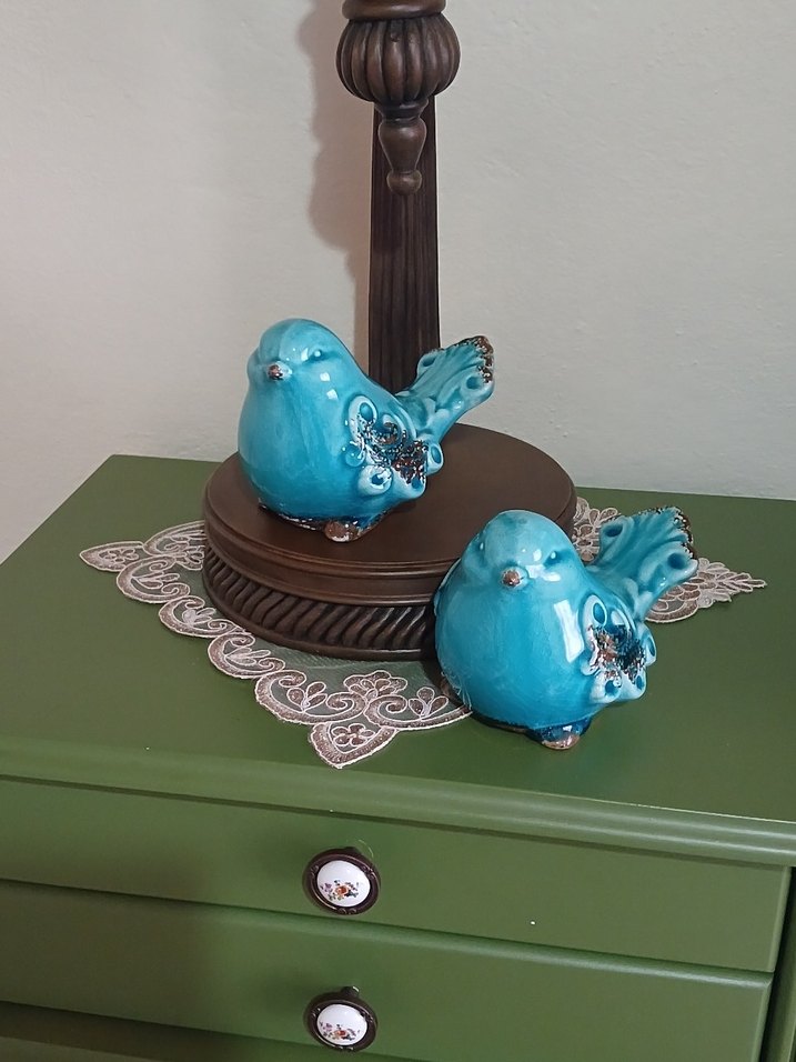 Turkuaz Renkli Renkli Seramik Kuş Biblosu - Görsel 4