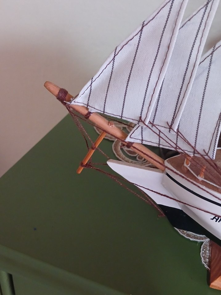 Beyaz Yelkenli Ahşap Dekoratif Maket gemi biblo - Görsel 4