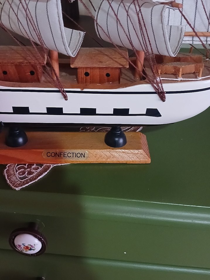 Beyaz Yelkenli Ahşap Dekoratif Maket gemi biblo - Görsel 5