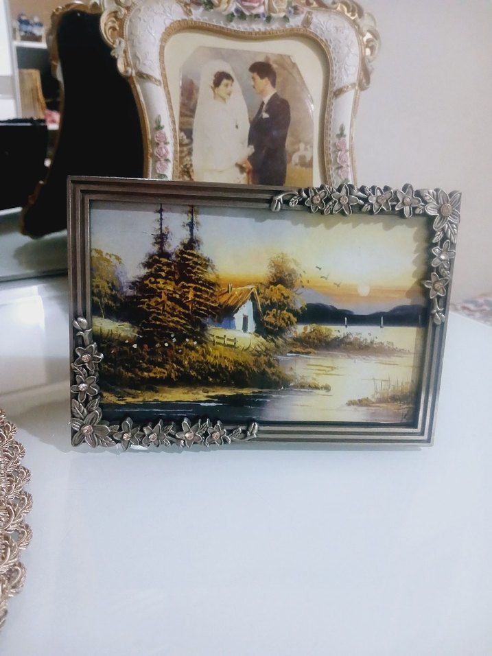 GÜMÜŞ Renkli Parlak Çiçek Desenli Çerçeve - Görsel 4