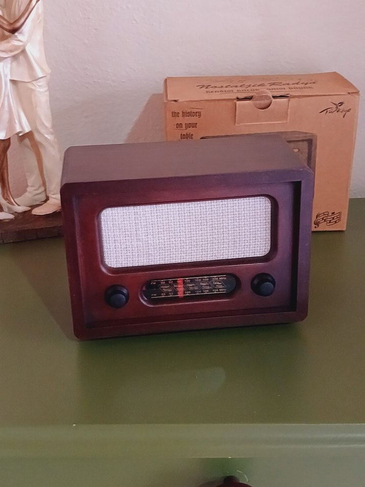 Kahverengi Retro Müzik Sistemi ahşap radyo - Görsel 2