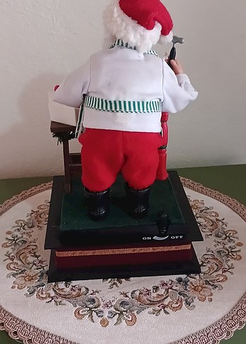 Beyaz ve Kırmızı Noel Baba Figürü VİNTAGE MÜZİKLİ IŞIKLİ - Görsel 5