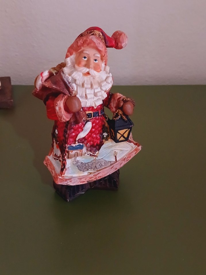 VİNTAGE POLYESTER Kırmızı Noel Baba Biblosu - Görsel 3