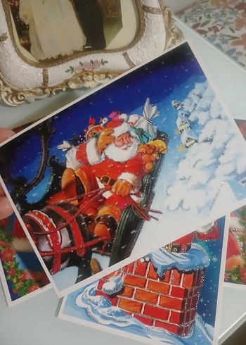 Renkli Noel Baba Temalı Yeni Yıl Kartları - Görsel 7