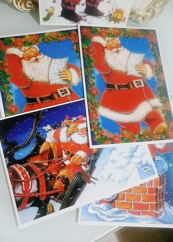 Renkli Noel Baba Temalı Yeni Yıl Kartları - Görsel 5