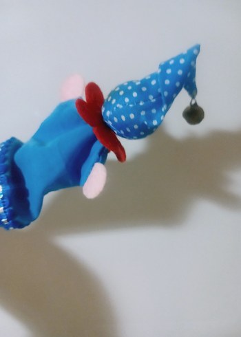 Mavi Renkli Ahşap Külah Bebek palyaço biblo - Görsel 3