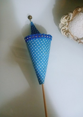 Mavi Renkli Ahşap Külah Bebek palyaço biblo - Görsel 4