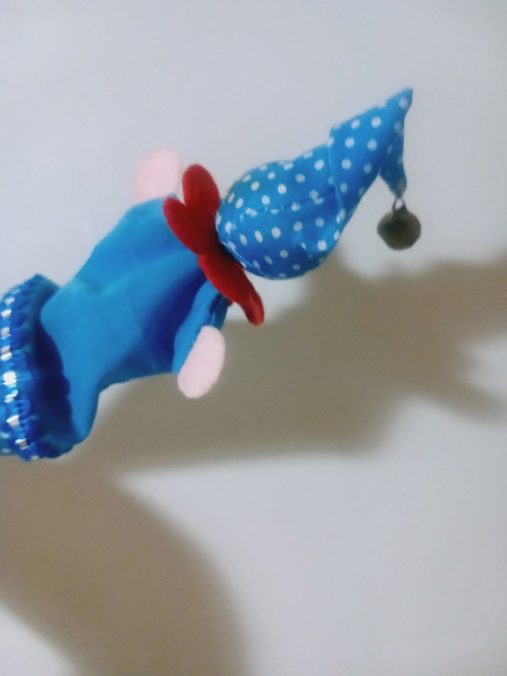 Mavi Renkli Ahşap Külah Bebek palyaço biblo - Görsel 3