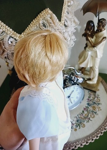 Beyaz Pastel Renkli Bebek vintage porselen bebek - Görsel 5