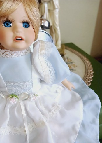 Beyaz Pastel Renkli Bebek vintage porselen bebek - Görsel 8