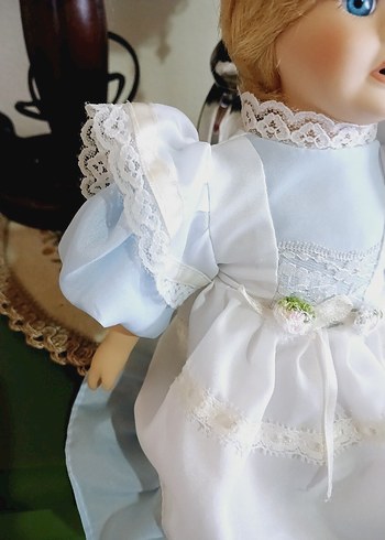 Beyaz Pastel Renkli Bebek vintage porselen bebek - Görsel 6