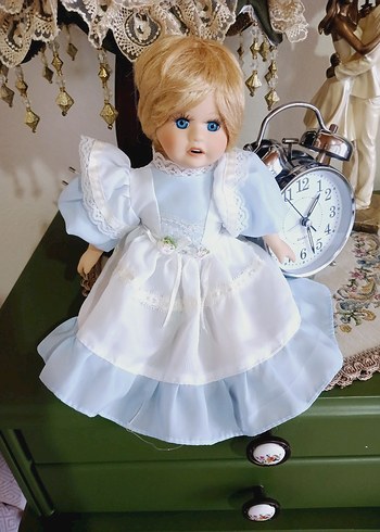 Beyaz Pastel Renkli Bebek vintage porselen bebek - Görsel 3