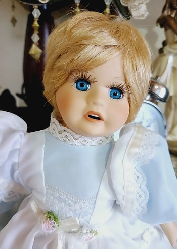 Beyaz Pastel Renkli Bebek vintage porselen bebek - Görsel 10