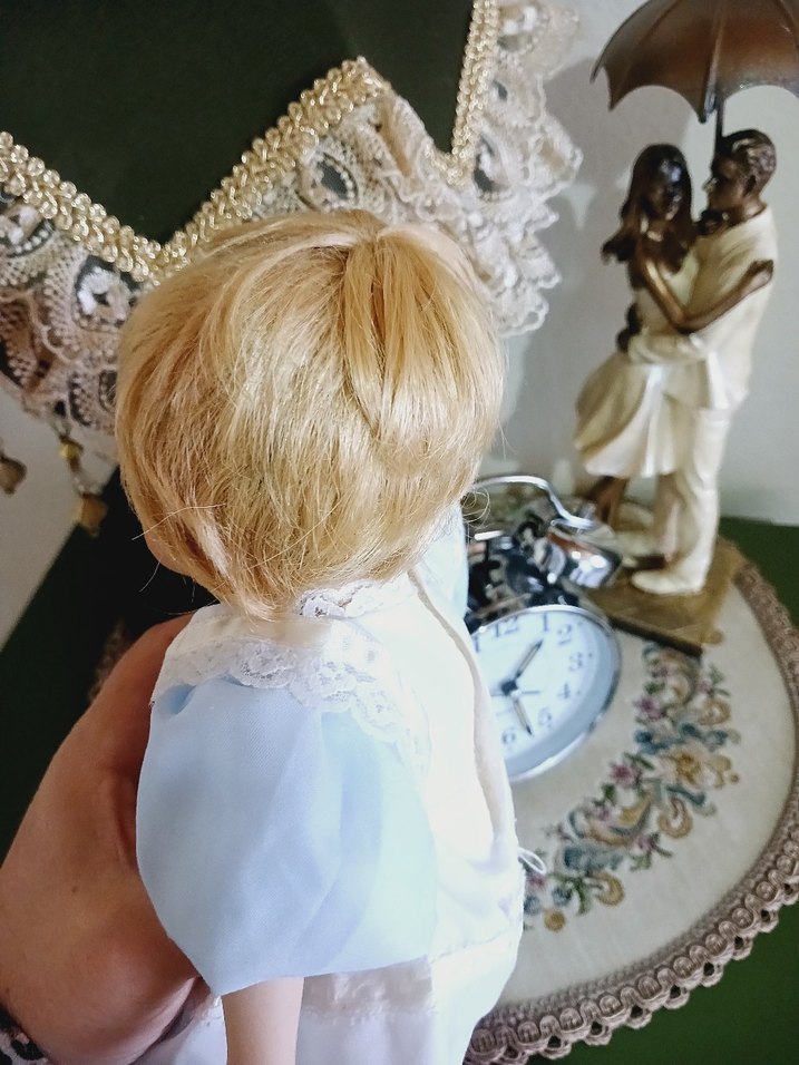 Beyaz Pastel Renkli Bebek vintage porselen bebek - Görsel 5