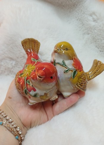 American Vintage Renkli Kuş Figürleri ikili çift