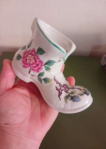 english damgalı ayakkapı biblo vazo - Görsel 8