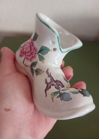 english damgalı ayakkapı biblo vazo - Görsel 2