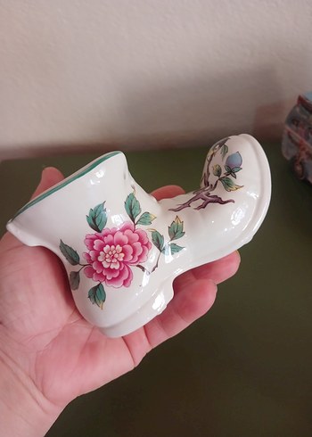 english damgalı ayakkapı biblo vazo - Görsel 5