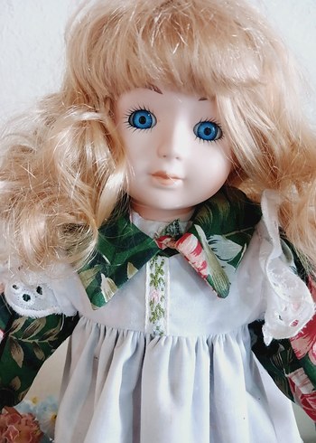 Beyaz Elbiseli Pastel Bebek vintage porselen bebek 40 cm - Görsel 2