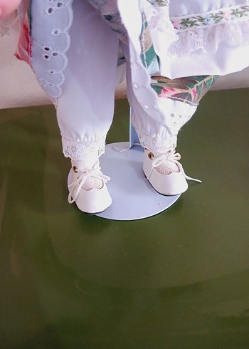 Beyaz Elbiseli Pastel Bebek vintage porselen bebek 40 cm - Görsel 5