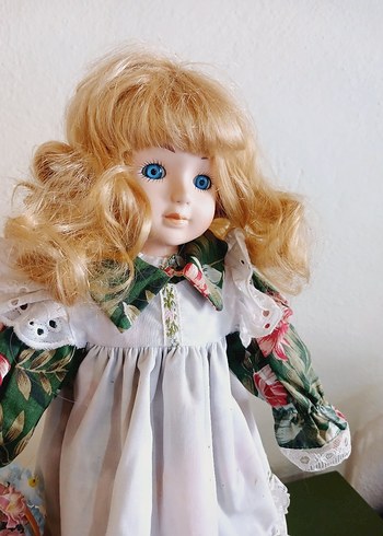 Beyaz Elbiseli Pastel Bebek vintage porselen bebek 40 cm - Görsel 3