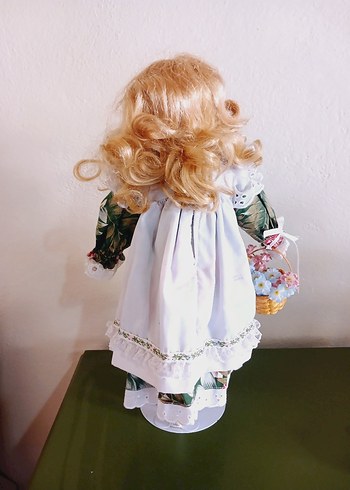 Beyaz Elbiseli Pastel Bebek vintage porselen bebek 40 cm - Görsel 4