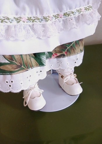 Beyaz Elbiseli Pastel Bebek vintage porselen bebek 40 cm - Görsel 7