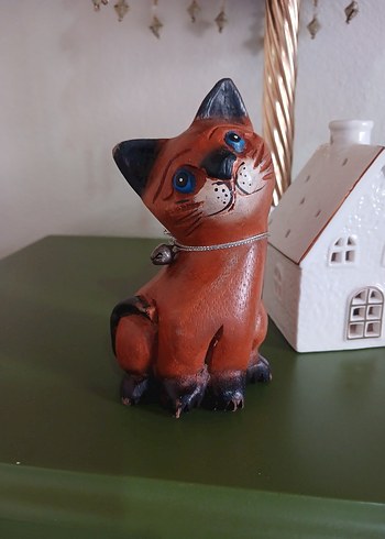 Renkli Kahverengi Kedi Biblosu ahşap içi dolu ağaç - Görsel 2