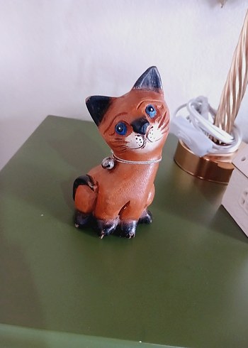 Renkli Kahverengi Kedi Biblosu ahşap içi dolu ağaç - Görsel 3