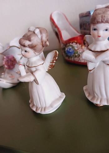 Beyaz Melek Figürinleri vintage porselen - Görsel 5