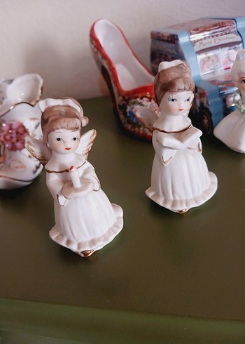 Beyaz Melek Figürinleri vintage porselen - Görsel 3