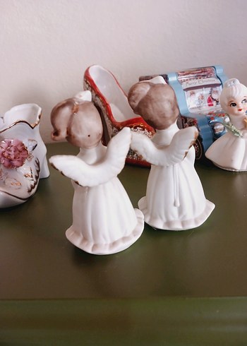 Beyaz Melek Figürinleri vintage porselen - Görsel 6