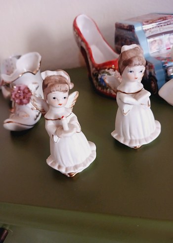 Beyaz Melek Figürinleri vintage porselen - Görsel 4