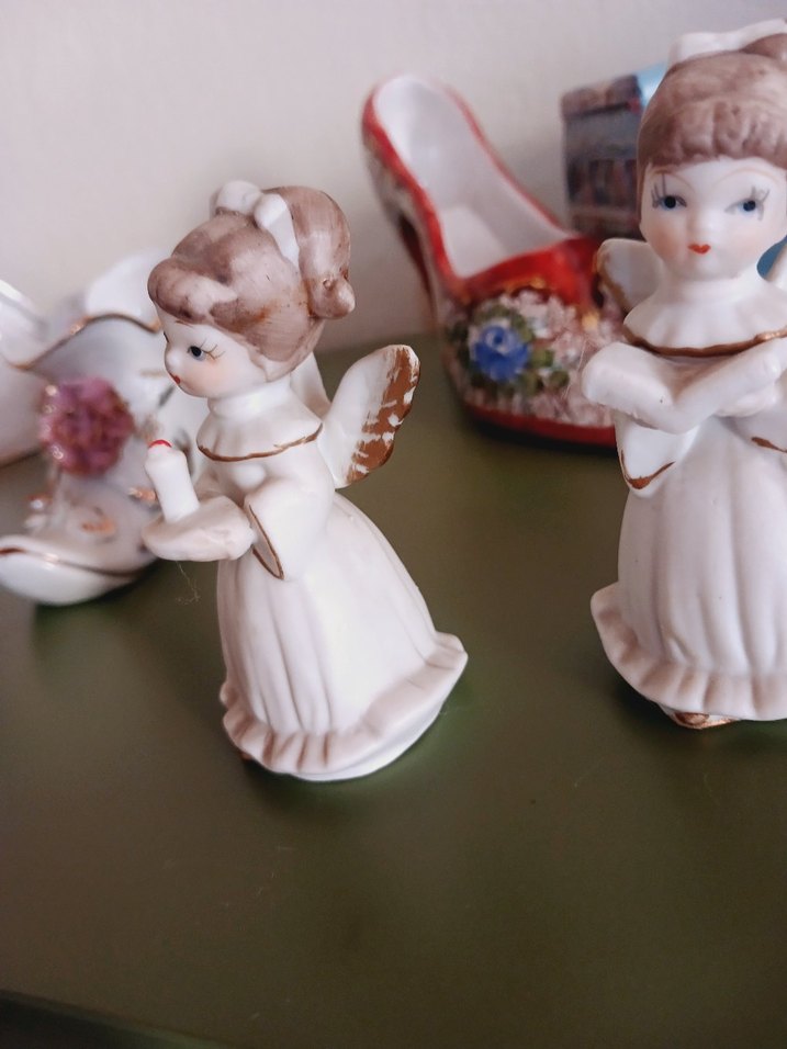 Beyaz Melek Figürinleri vintage porselen - Görsel 5