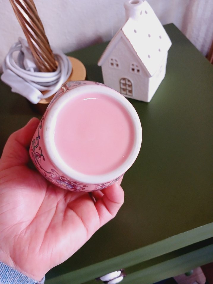 Pembe Çiçek Desenli VİNTAGE Vazo - Görsel 2