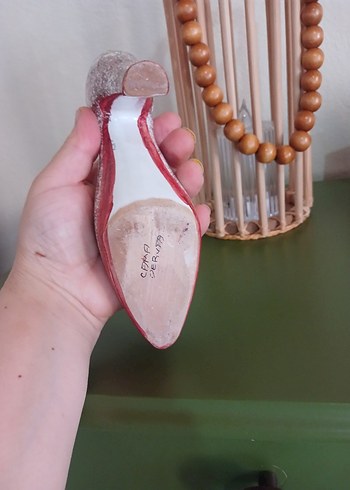 Pembe Çiçek Desenli Sırça Topuklu Kadın Ayakkabı biblo - Görsel 7