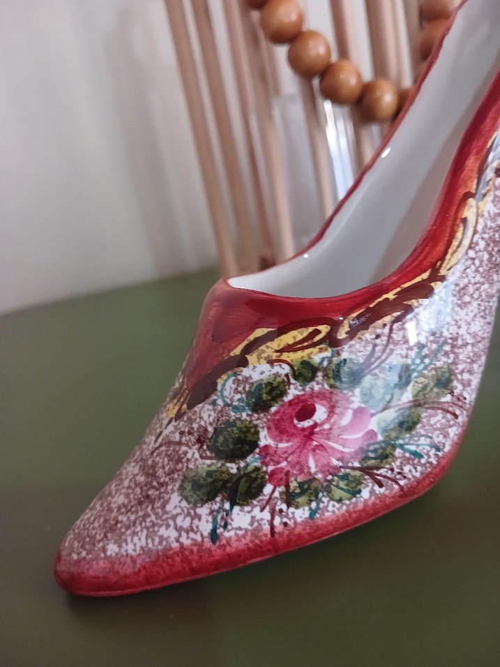 Pembe Çiçek Desenli Sırça Topuklu Kadın Ayakkabı biblo - Görsel 2
