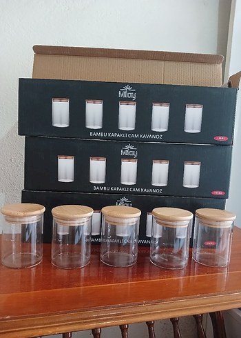 Diğer Bambu Kapaklı Cam Kavanoz Seti...12 adet