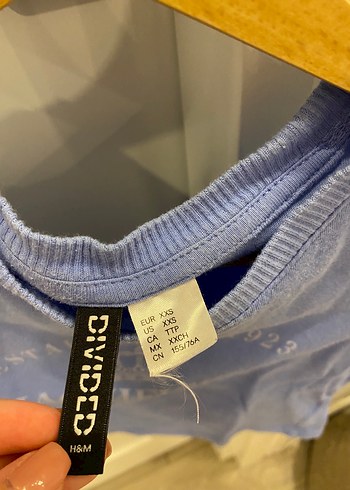 xs Beden Mavi Kısa Kollu Baskılı Crop Tişört