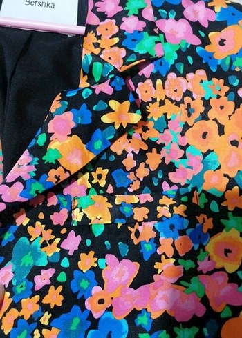 Çiçek Desenli Uzun Kadın Blazer - Görsel 2