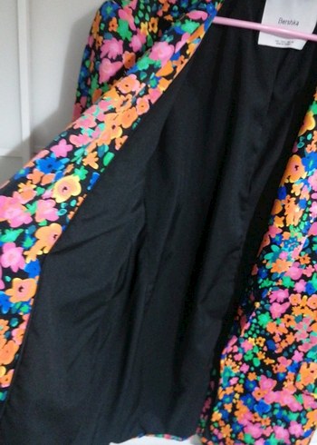 Çiçek Desenli Uzun Kadın Blazer - Görsel 13